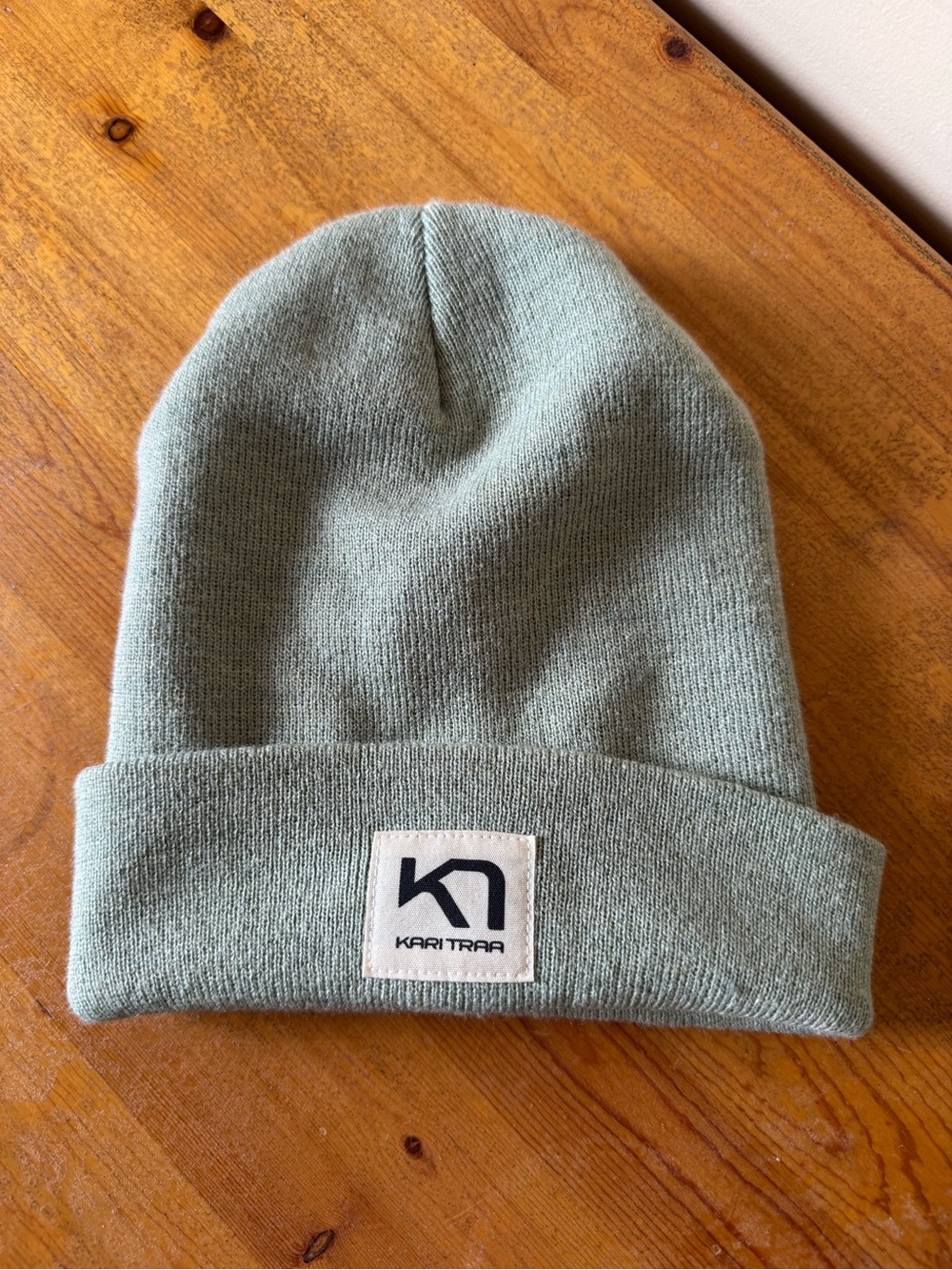 Kari Traa Sage Green Fold-Over Knit Beanie